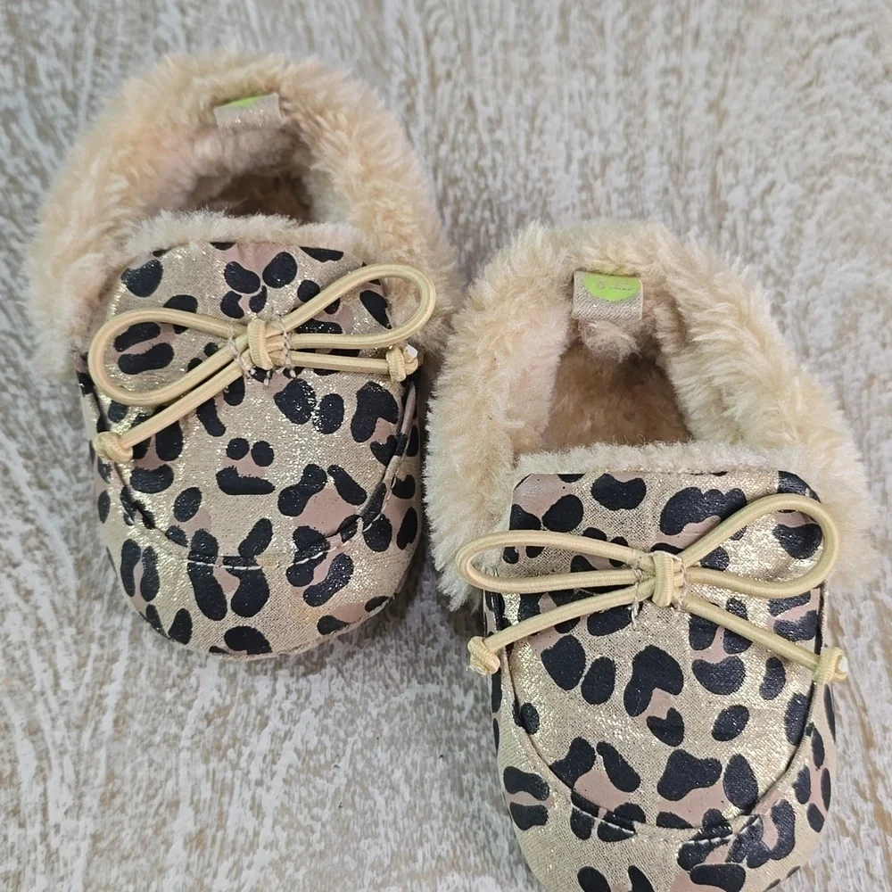Stepping Stones Baby Leopard Faux Fur Slippers 3/6 months